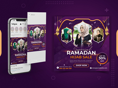 Special Ramadan Hijab banner for fashion sale template post