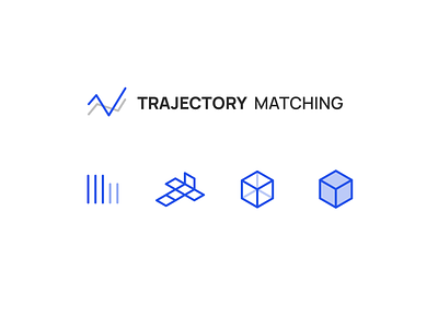 Trajectory Matching Icons blue cube icon modern