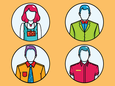 Hotel - Personas ai colours design guests hotel icon illustration job personas positions staff variations