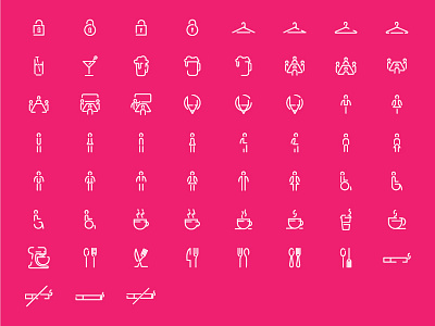 Directional Icons ai bar coat check directional icon icons illustration kitchen meeting room restroom smoke