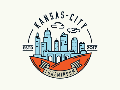 Kansas! badge badges brand branding city emblem flat icon kansas lines logo typography
