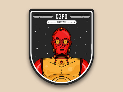 C3PO badge c3po emblem flat icon logo mark robot space star wars sticker