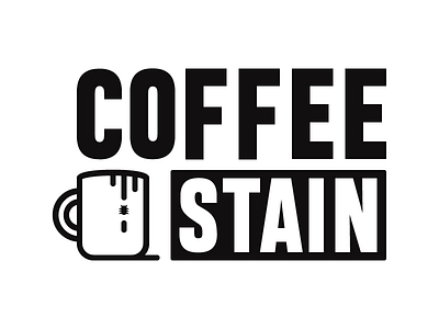 Cofeestain! black brand coffee flat icon identity logo lototype mug qa stain type