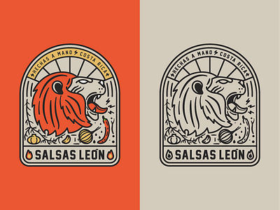 Salsas Leon / Lion Hot Sause badge chile emblem garlic hot sauce icon icons lion logo logotype onion thunder