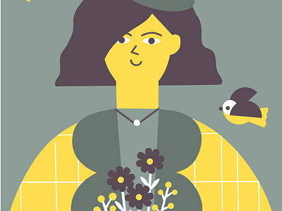 Girl with flowers berlin cute illustration illustrator vector