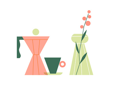 Coffee and flowers ai berlin coffee freelance illustrator germany graphic design illustration illustrator lineart minimal minimalism vector