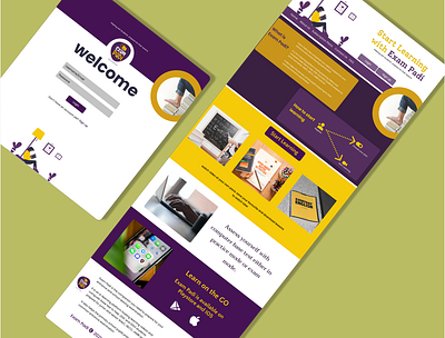 E-learning App landing page and login page app design ui ux