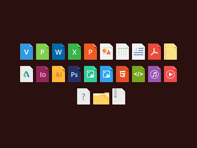 Flat Icon Work doc extension file flat html icon jpg png ppt type work xls