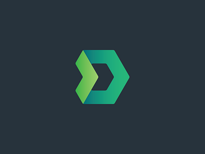 D' Hexagon d gradient green hexagon icon logo mark