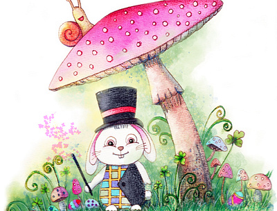 Easter Bunny cartoon illustration childrens illustration color pencils design illustration watercolor