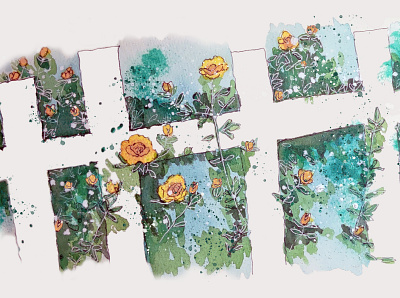 Yellow Rose in the Yard childrens illustration hand illustration watercolor