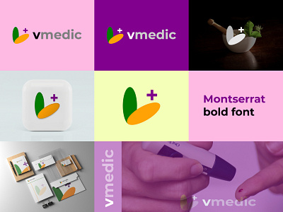 Vmedic Logo Design brand identity branding corporate identity design dispenser graphic design hospital illustration logo logo design logotype medical minimalist logo nurselogo v logo