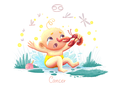 Sweet Baby Zodiac Cancer art branding character design children illustration design icon design illustration illustrator kid art logo procreate raster illustration