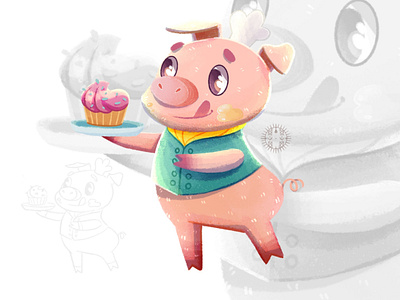 Little pig chief character design children illustration illustration illustrator kid art pig character procreate raster illustration