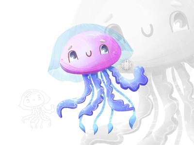 Jelly Fish character design art character children illustration design illustration jelly fish kid art logo mobile app procreate