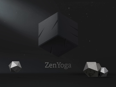 ZenYoga cube logo 3d 3dsmax abstract after effect animation art black black and white box brand brand identity branding cube dimensions graphic logo minimal mistery