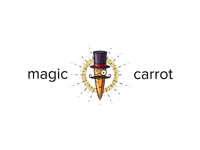 Magic Carrot logo after effects animation brand brand identity branding carrot circle design graphic illustration illustrator logo magic rays shine vector