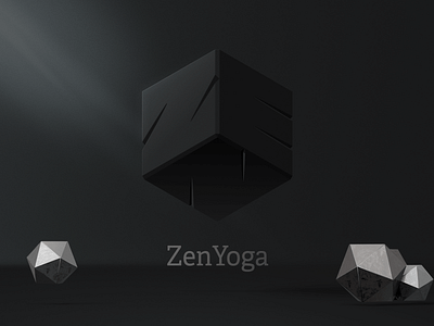 ZenYoga cube logo 3d abstract art black box brand identity branding cube design dimensions graphic illustration logo minimal minimalism vector yoga zen