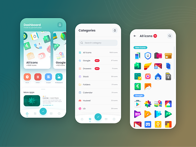 Dashboard for icon packs android app design google icon icons material ui ux