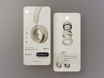 Bang and Olufsen app UI concept ai android app applemusic bang olufsen earphones figma headphones ios minimalist music sound speakers ui uiux ux