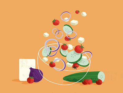 Greek Salad bright brushes food fun illustration photoshop