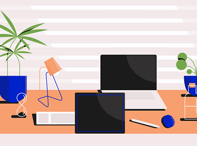 Personal workspace setup bold bright fun illustration photoshop