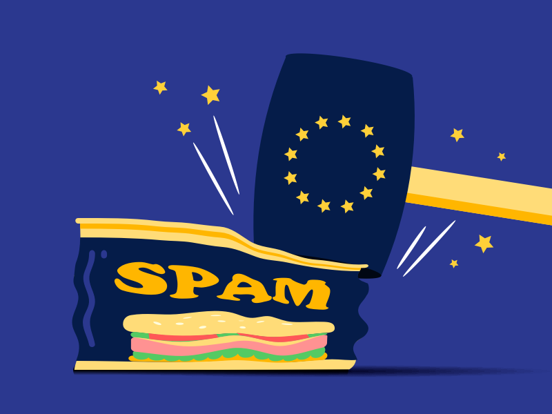 EU SPAM SMASH cartoon eu gdpr illustration