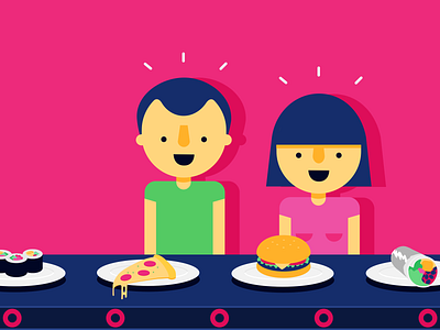 Win a Dinner bright food fun illustration vector