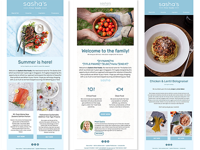 Sasha Fine Foods' E-mail Marketing Templates email mailchimp marketing responsive templates