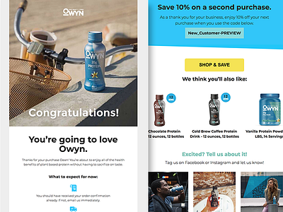 Owyn E-mail Design e mail fit health klaviyo new customer newsletter nutrition owyn
