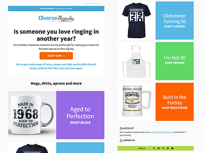 Diverse Threads e mail email klaviyo marketing newsletter responsive template tshirts