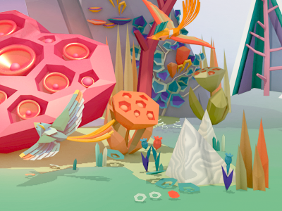 Forest fun 3d advertising birds flora forest illustration low poly