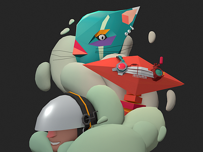 [WIP] 3d characters dreams futuristic illustration low poly robots sci fi