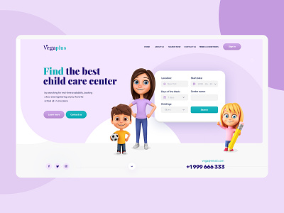 VegaPlus - Childcare Directory Web Design Mockup