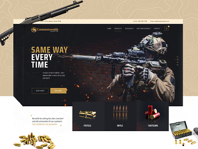 Ammunition Supplier Manufacturer Web Design Mockup dexim ecommerce landing page design one page onepage ui design