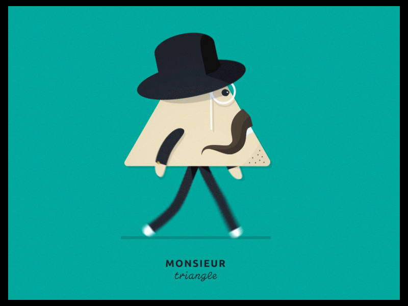 Monsieur Triangle gif monocle mustache triangle walk