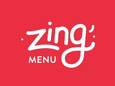 Zing logo branding design food lettering logo menu red