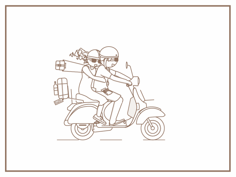 Getting married! animation couple design gif illustration invite love marriage rsvp vespa