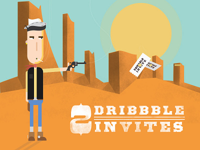 2 dribbble invites cowboy dribbble free illustration invite