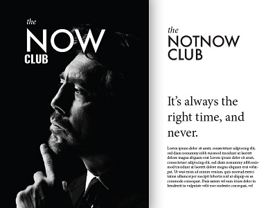 Brand exploration 'the Now club' branding business layout networking typography