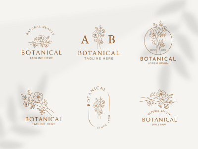 Floral element Botanical Hand Drawn Logo with Wild Flower