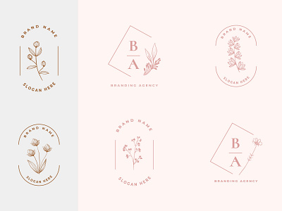 Floral element Botanical Hand Drawn Logo botanical botanical logo set branding business decoration design emblem flower graphic design hand drawn leaf logo minimal organic simple symbol template vector