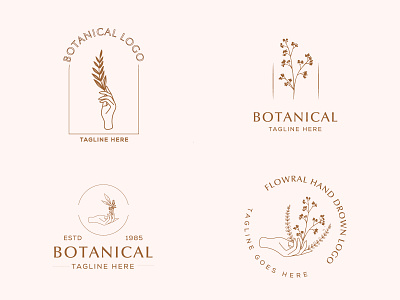 Floral element Botanical Hand Drawn Logo with Wild Flower art beauty botanical branding concept decoration element emblem flower graphic design hand drawn leaf logo minimal natural simple symbol template vector vintage