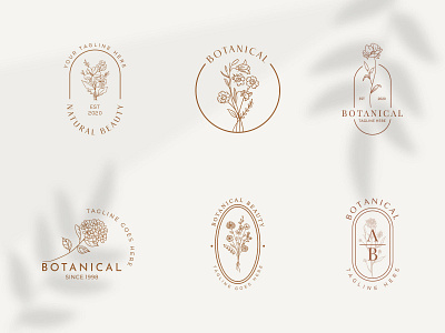 Floral element Botanical Hand Drawn Logo with Wild Flower art beauty botanical branding creative decoration element flower hand drawn icon leaf logo minimal nature simple symbol template vector