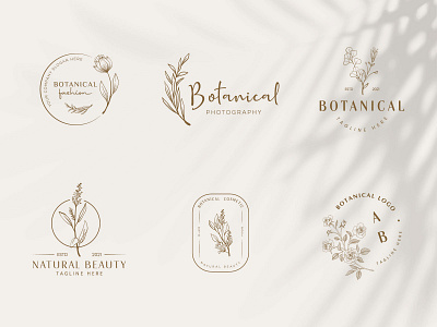 Floral element Botanical Hand Drawn Logo with Wild Flower art botanical logo branding creative element emblem floral flower graphic design hand drawn label leaf logo nature organic sign spa symbol template vector