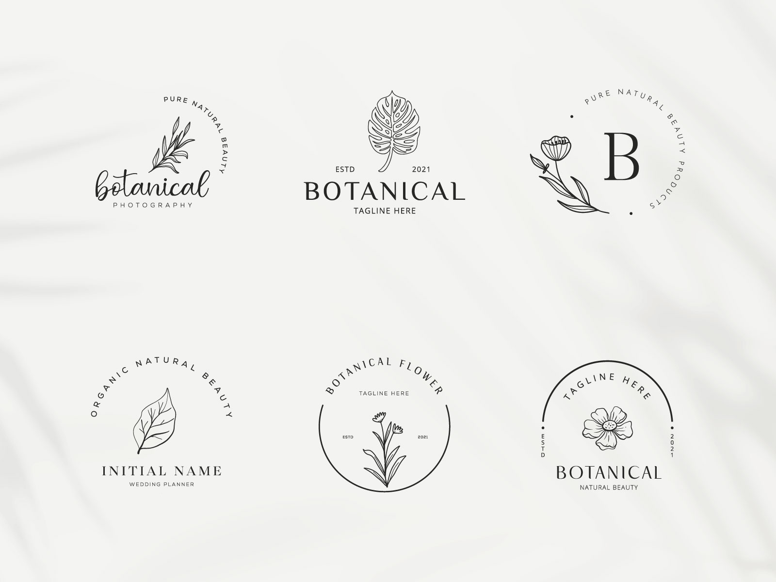 Botanical Floral Logo design element Hand Drawn flower and leave by ...