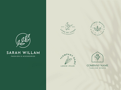 Botanical Floral element Hand Drawn Logo with Wild Flower