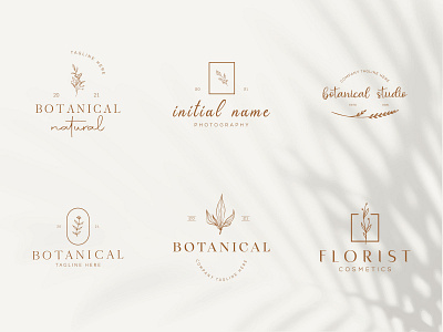 Botanical Floral element Hand Drawn Logo with Wild Flower