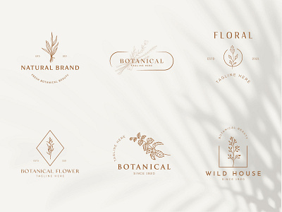 Botanical Floral element Hand Drawn Logo with Wild Flower beauty boptanical branding business design element emblem floral flower hand drawn icon leaf logo nature organic plant symbol template vector