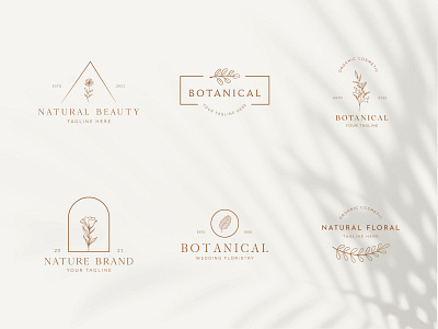 Botanical Floral element Hand Drawn Logo with Wild Flower